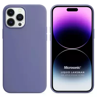 Microsonic Apple iPhone 15 Pro Kılıf Liquid Lansman Silikon Lavanta Grisi