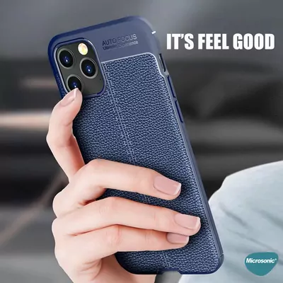 Microsonic Apple iPhone 17 Pro Max Kılıf Deri Dokulu Silikon Lacivert