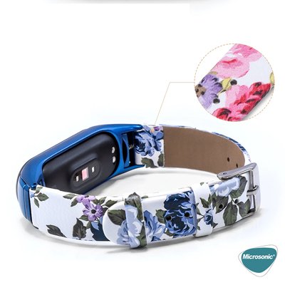 Microsonic Xiaomi Mi Band 6 Flowers Wrist Strap Kordon Mavi