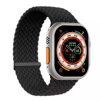 Microsonic Apple Watch SE 3 40mm Kordon, (Medium Size, 147mm) Knitted Fabric Single Loop Siyah