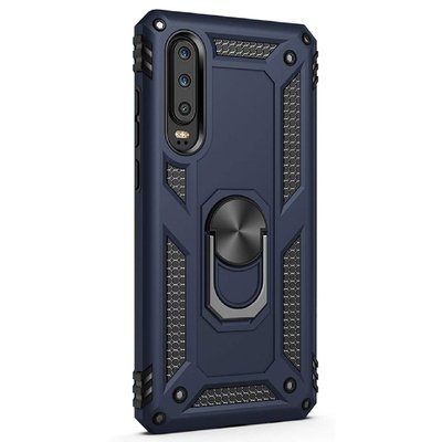 Microsonic Huawei P30 Kılıf Military Ring Holder Lacivert