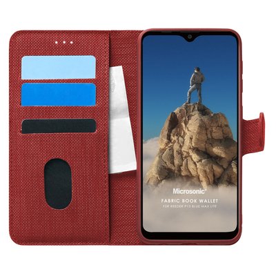 Microsonic Reeder P13 Blue Max Lite Kılıf Fabric Book Wallet Kırmızı