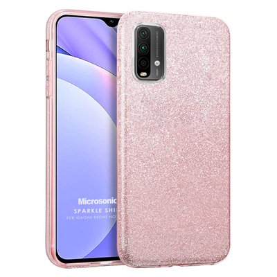 Microsonic Xiaomi Redmi Note 9 4G Kılıf Sparkle Shiny Rose Gold