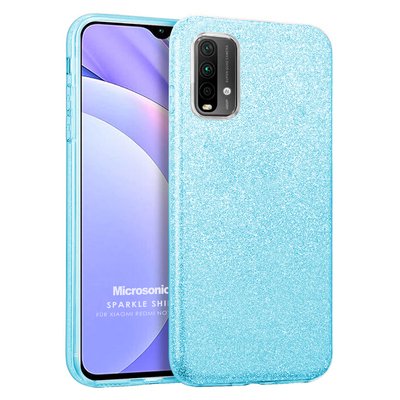 Microsonic Xiaomi Redmi Note 9 4G Kılıf Sparkle Shiny Mavi