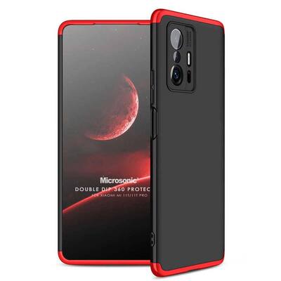 Microsonic Xiaomi Mi 11T Pro Kılıf Double Dip 360 Protective AYS Siyah Kırmızı