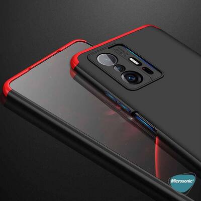 Microsonic Xiaomi Mi 11T Pro Kılıf Double Dip 360 Protective AYS Siyah Kırmızı