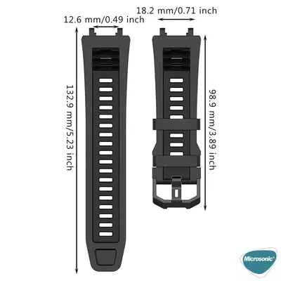 Microsonic Amazfit T-Rex 2 Kordon Silicone Sport Band Siyah