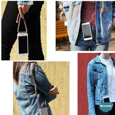 Microsonic Apple iPhone 13 Mini Kılıf Neck Lanyard Lila