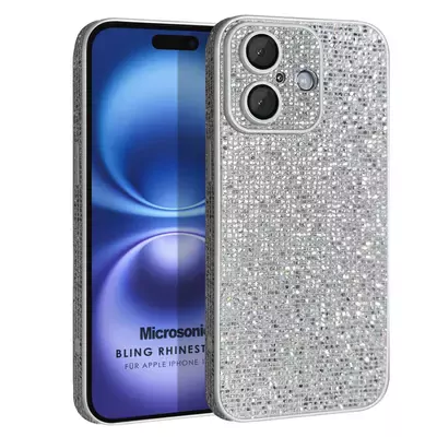 Microsonic Apple iPhone 17 Kılıf Bling Rhinestones Gümüş