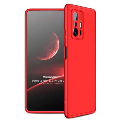 Microsonic Xiaomi Mi 11T Pro Kılıf Double Dip 360 Protective AYS Kırmızı