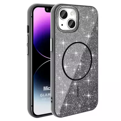 Microsonic Apple iPhone 13 Kılıf GlamGrip Luxe Siyah