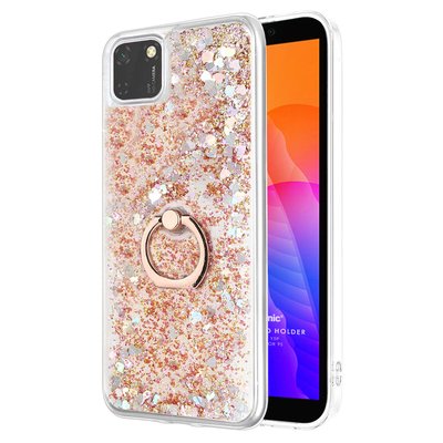 Microsonic Huawei Y5P Kılıf Glitter Liquid Holder Gold