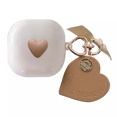 Microsonic Samsung Galaxy Buds Core Kılıf Süslü Kalp Desenli Bej