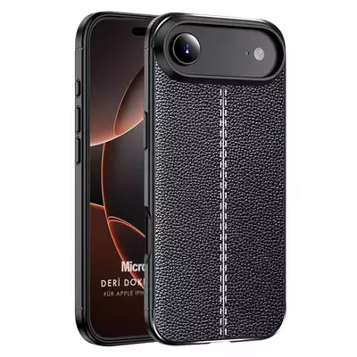 Microsonic Apple iPhone 17 Air Kılıf Deri Dokulu Silikon Siyah