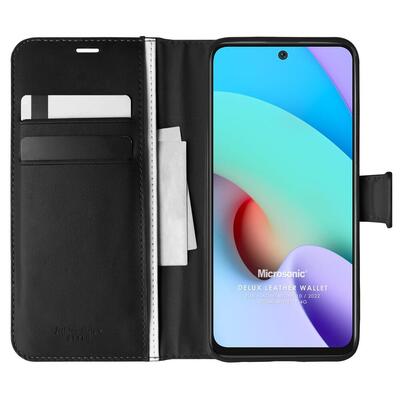 Microsonic Xiaomi Redmi 10 2022 Kılıf Delux Leather Wallet Siyah