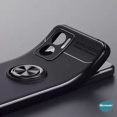 Microsonic Xiaomi Redmi Note 11E Kılıf Kickstand Ring Holder Siyah Mavi