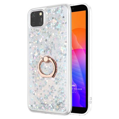 Microsonic Huawei Y5P Kılıf Glitter Liquid Holder Gümüş