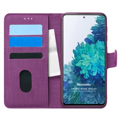 Microsonic Samsung Galaxy S20 FE Kılıf Fabric Book Wallet Mor