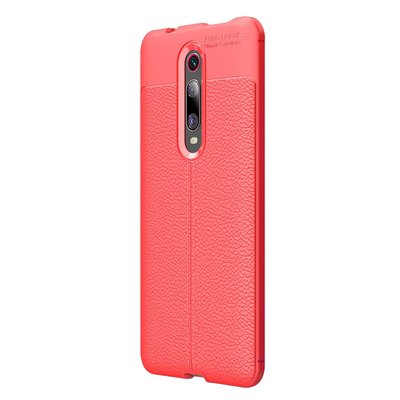 Microsonic Xiaomi Redmi K20 Kılıf Deri Dokulu Silikon Kırmızı