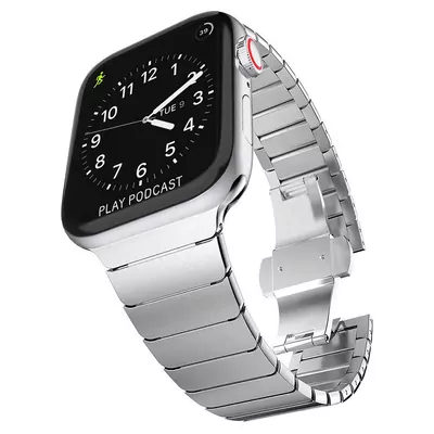 Microsonic Apple Watch SE 3 40mm Kordon Link Bracelet Band Gümüş