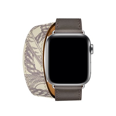 Microsonic Apple Watch Series 5 44mm Swift Leather Double Tour Strap Kahverengi