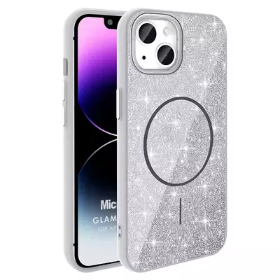 Microsonic Apple iPhone 13 Kılıf GlamGrip Luxe Gümüş