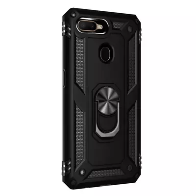 Microsonic Oppo F9 / F9 Pro Kılıf Military Ring Holder Siyah