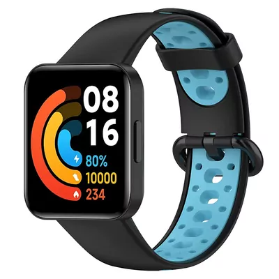 Microsonic Xiaomi Poco Watch Rainbow Band Kordon Siyah Mavi
