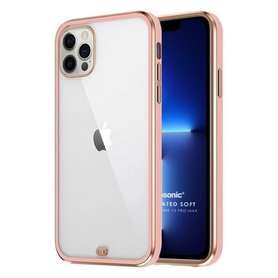 Microsonic Apple iPhone 13 Pro Max Kılıf Laser Plated Soft Pembe