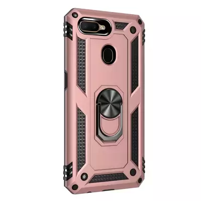 Microsonic Oppo F9 / F9 Pro Kılıf Military Ring Holder Rose Gold