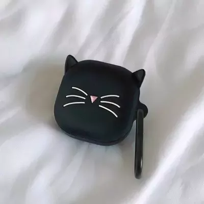 Microsonic Samsung Galaxy Buds 2 Pro Kılıf Cartoon Figürlü Silikon Kedi Siyah