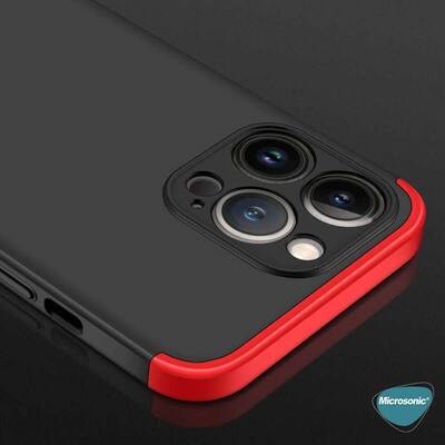 Microsonic Apple iPhone 13 Pro Kılıf Double Dip 360 Protective AYS Siyah Kırmızı