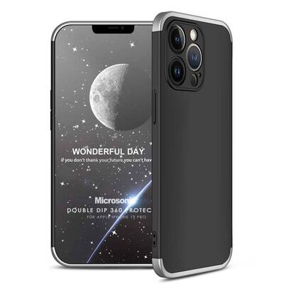 Microsonic Apple iPhone 13 Pro Kılıf Double Dip 360 Protective AYS Siyah Gri