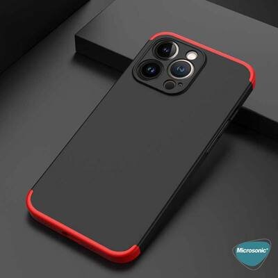 Microsonic Apple iPhone 13 Pro Kılıf Double Dip 360 Protective AYS Siyah Gri