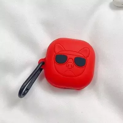 Microsonic Samsung Galaxy Buds 2 Pro Kılıf Cartoon Figürlü Silikon French Bulldog Kırmızı