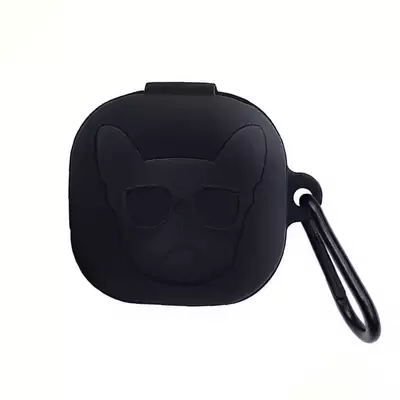 Microsonic Samsung Galaxy Buds 2 Pro Kılıf Cartoon Figürlü Silikon French Bulldog Siyah