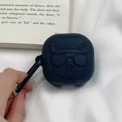 Microsonic Samsung Galaxy Buds 2 Pro Kılıf Cartoon Figürlü Silikon French Bulldog Siyah