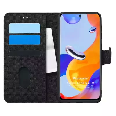 Microsonic Xiaomi Redmi Note 12 Pro 4G Kılıf Fabric Book Wallet Siyah