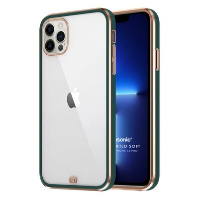 Microsonic Apple iPhone 13 Pro Kılıf Laser Plated Soft Koyu Yeşil