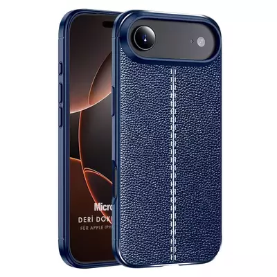 Microsonic Apple iPhone 17 Air Kılıf Deri Dokulu Silikon Lacivert