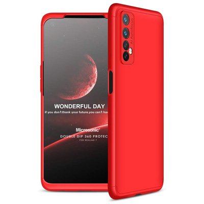 Microsonic Realme 7 Kılıf Double Dip 360 Protective AYS Kırmızı