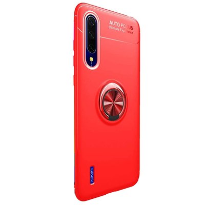 Microsonic Xiaomi Mi 9 Lite Kılıf Kickstand Ring Holder Kırmızı