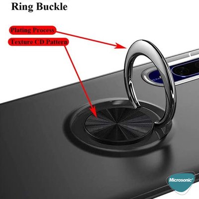 Microsonic Xiaomi Mi 9 Lite Kılıf Kickstand Ring Holder Kırmızı