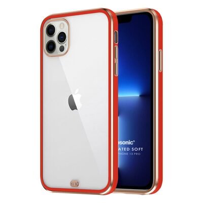 Microsonic Apple iPhone 13 Pro Kılıf Laser Plated Soft Kırmızı