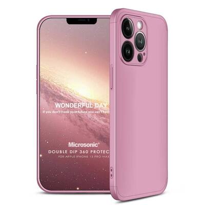 Microsonic Apple iPhone 13 Pro Max Kılıf Double Dip 360 Protective AYS Rose Gold