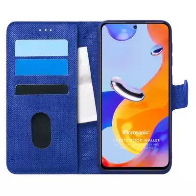 Microsonic Xiaomi Redmi Note 11 Pro 5G Kılıf Fabric Book Wallet Lacivert