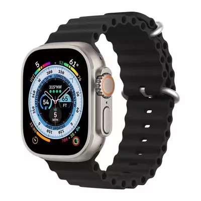 Microsonic Apple Watch Series 8 45mm Kordon Ocean Band Siyah