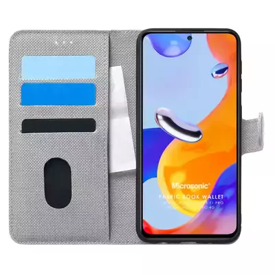 Microsonic Xiaomi Redmi Note 11 Pro 5G Kılıf Fabric Book Wallet Gri