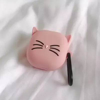 Microsonic Samsung Galaxy Buds 2 Kılıf Cartoon Figürlü Silikon Kedi Pembe