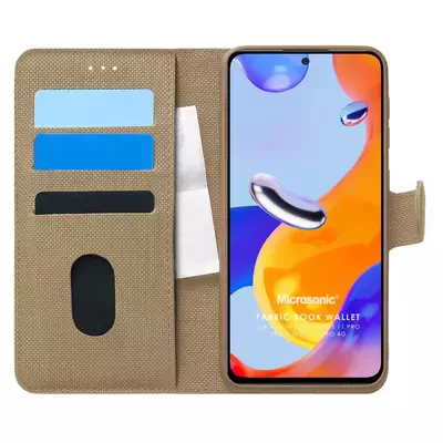 Microsonic Xiaomi Redmi Note 11 Pro 5G Kılıf Fabric Book Wallet Gold